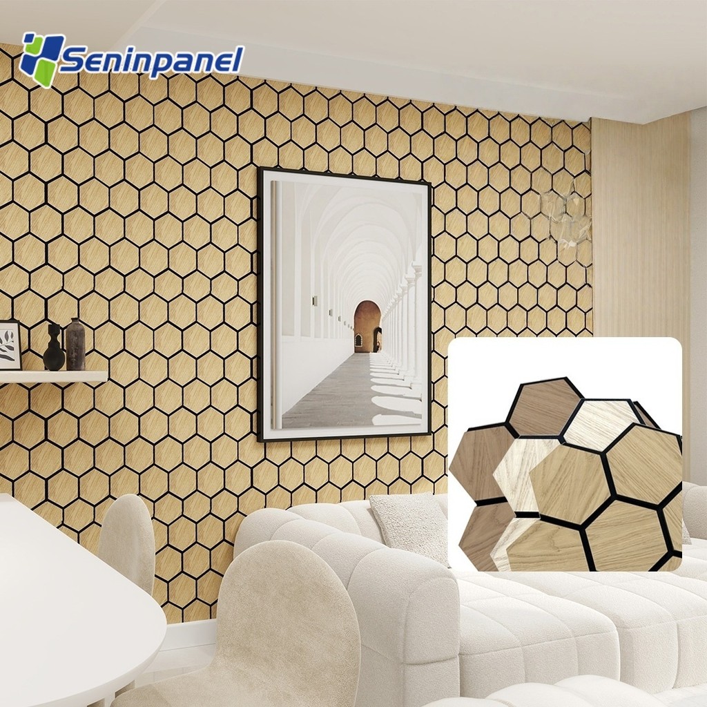 Seninpanel Hexagon Panel Acoustic Akupanel Acoustic Panel for Hotel Wall Wood Panel