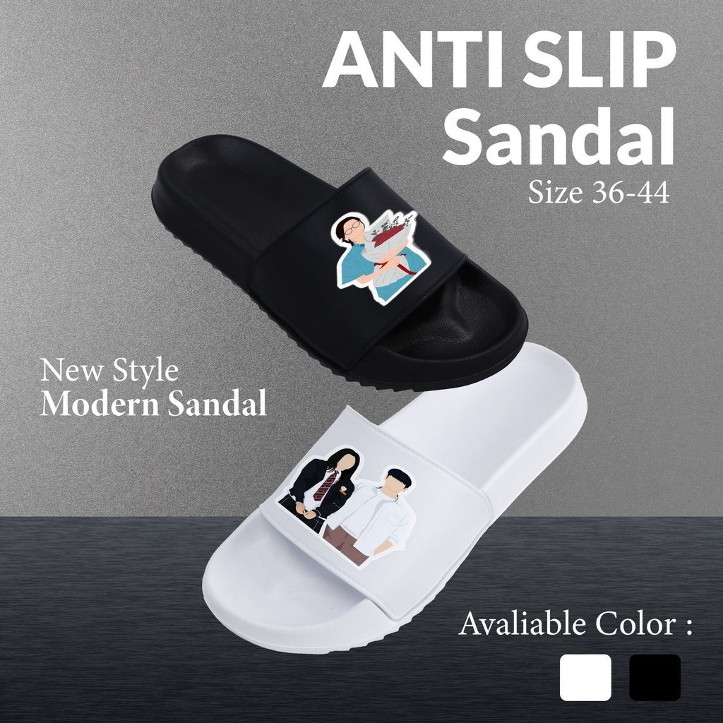 Sandal Anti Slip Pria Wanita Couple Nyaman Sehari-hari, Desain Trendy Kualitas Premium Indoor Outdoo