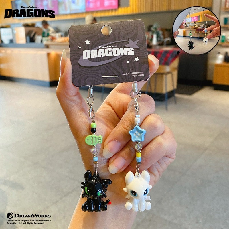 2026 New Kawaii Toothless Keychain Cartoon Light Fury Couple Backpack Pendant Car Key Accessories