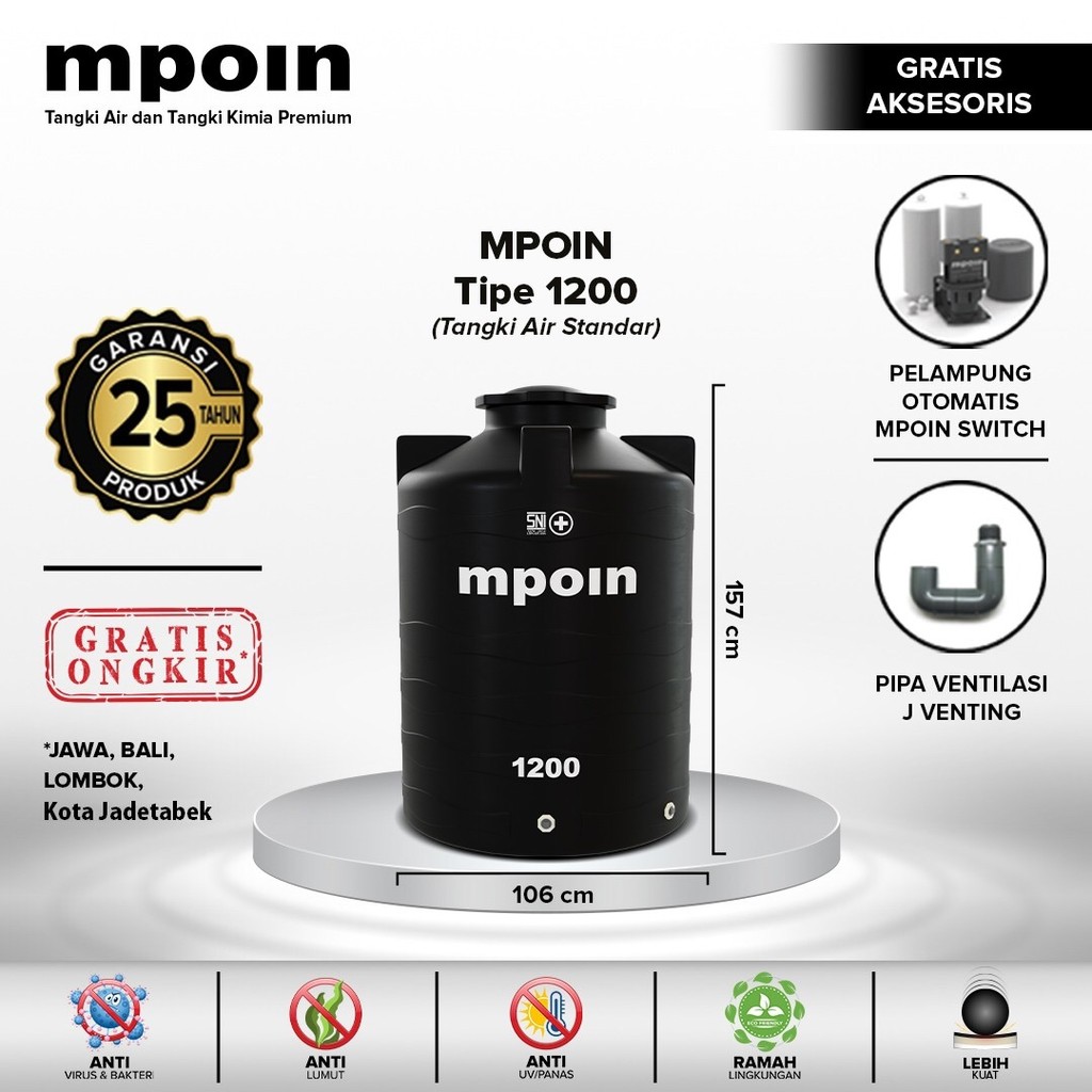 Tangki Air / Tandon / Toren MPOIN Plus 1200 Wave