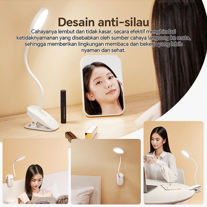 Lampu Meja Lampu Belajar Jepit USB LED Portable Charge Touch Screen Adjustable 7000K