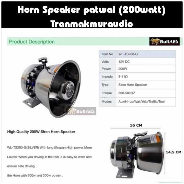 Speaker sirine patwal TS200-N (200watt) Bulat