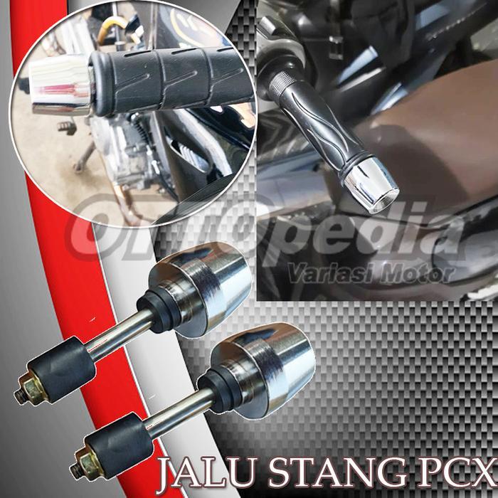 Jalu Stang Chrome PCX Kualitas Original set Karet Pengerat Bandul Stabilizer Stang Satria FU Byson