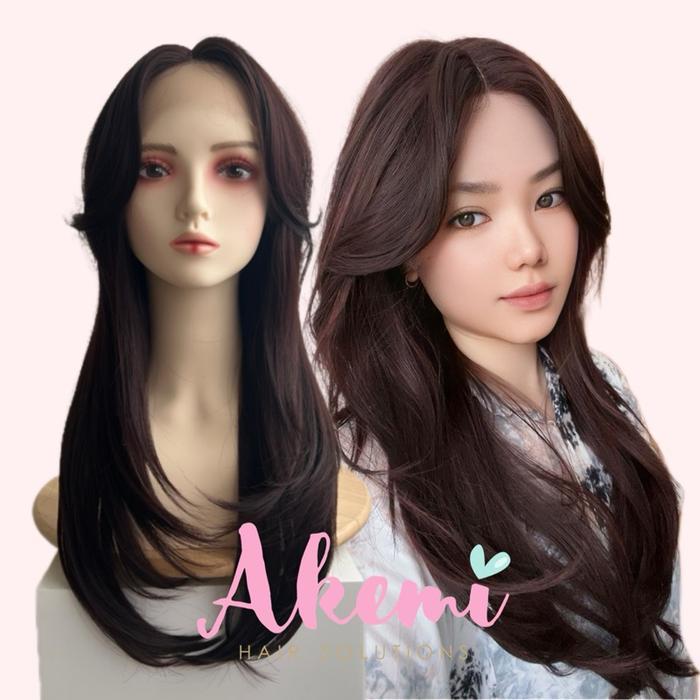 Promo [Akemi Hair] - Lace Front Wig Akemi - Curtain Bangs Lurus Layer 60Cm [ Wig Wolfcut Rambut