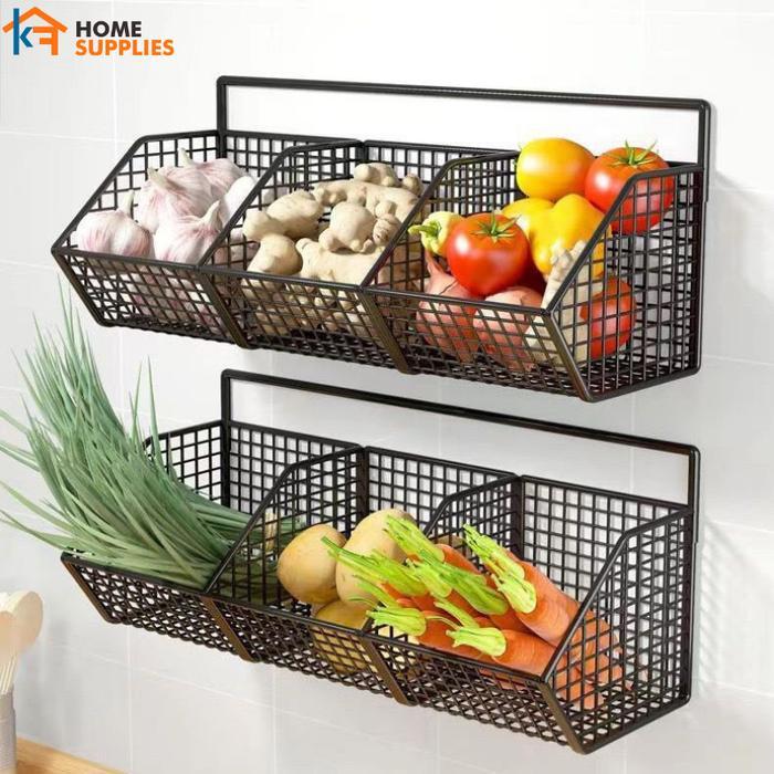 KFRak Keranjang Dapur Tempel Keramik Kuat Kokoh Anti Karat Rak Dapur Tempel Dinding Tanpa Bor