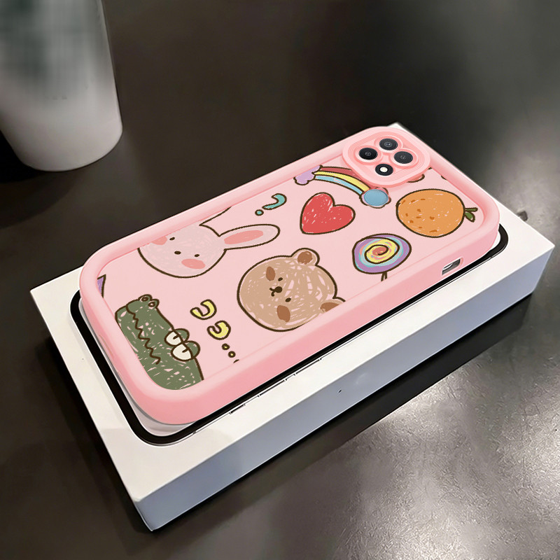 Casing Hp untuk OPPO A15 A15s A35 4G Case Beruang Kelinci Camera Protect Kekinian Cesing silikon Kas