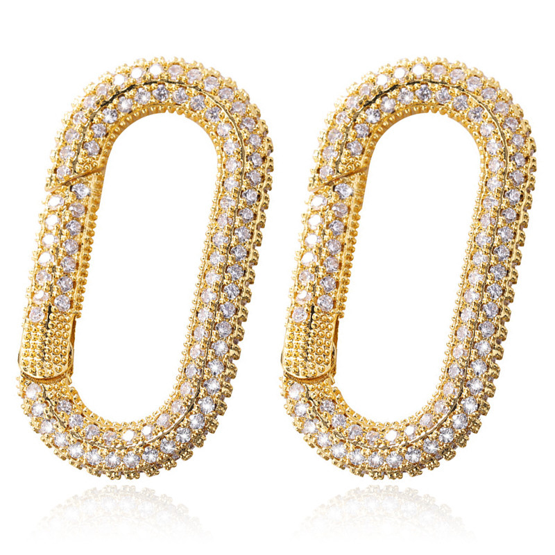 Copper Metal Clasps Hooks Carabiner with Jump Rings Gold Color End Clasps Connectors Necklace for