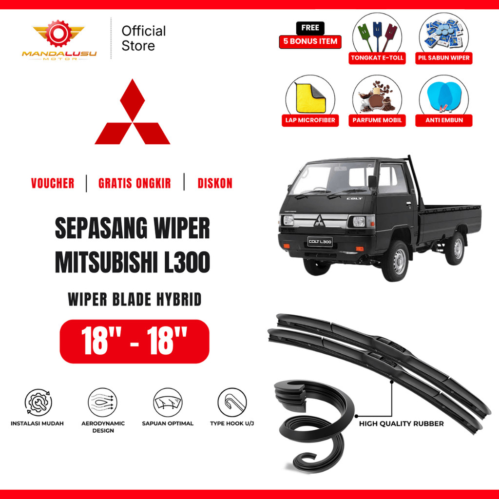 Wiper Mitsubishi L300 Hybrid Kaca Depan Mobil Free 5 Bonus