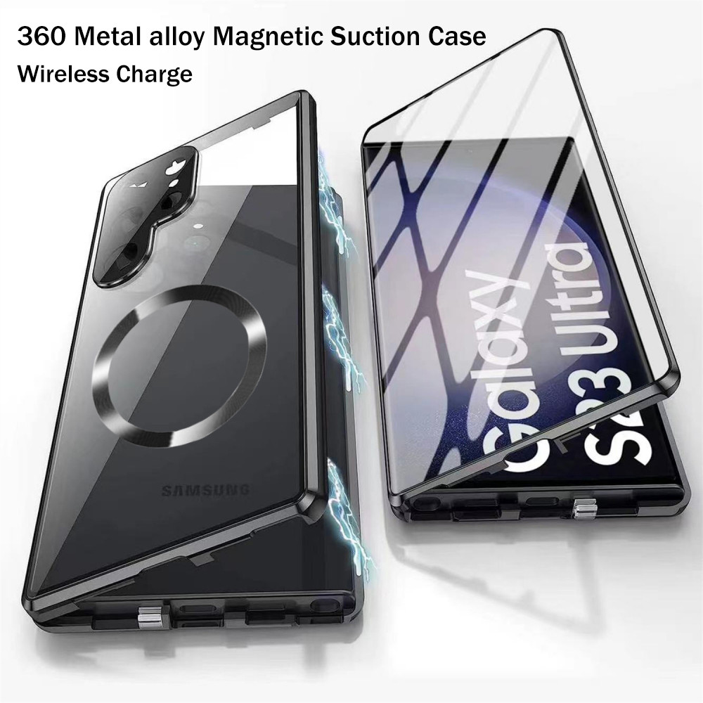 For Samsung Galaxy S25 S24 S23 22Ultra Case Magnetic wireless charge 360Metal alloy Full Surround