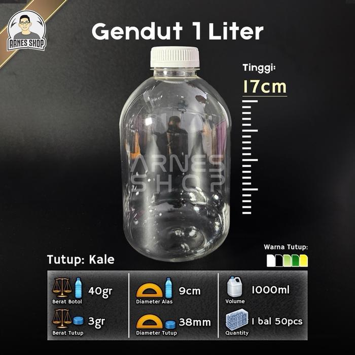 Botol Plastik Gendut 1000 ml / 1 liter PET