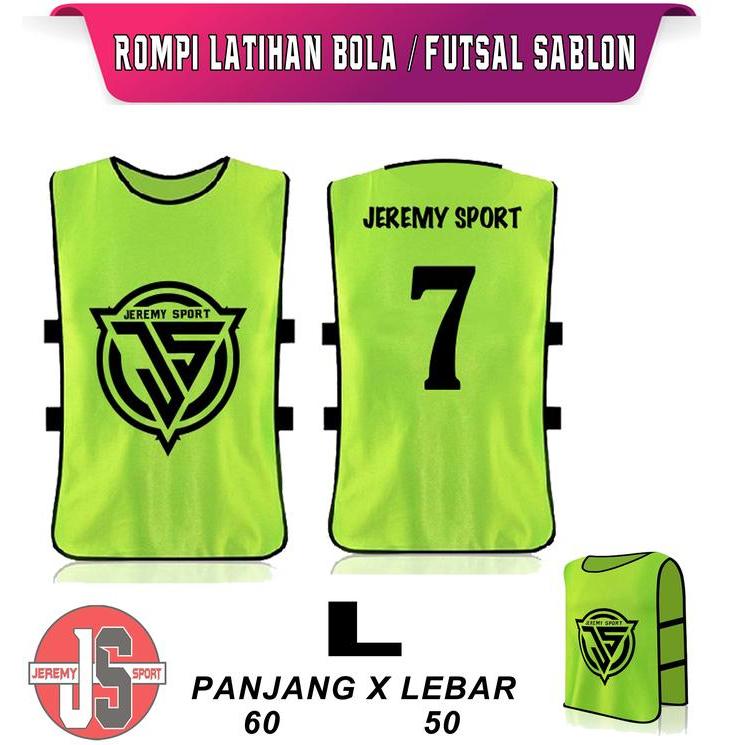 "New" Rompi Bola Karet - Rompi Futsal Karet Ukuran L Plus Sablon 1 Warna