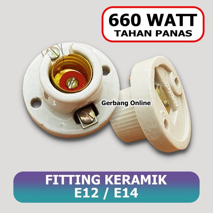 "New" Fitting Lampu E14 E12 Keramik Porcelain Fiting Plafon E 14 E 12 Panas