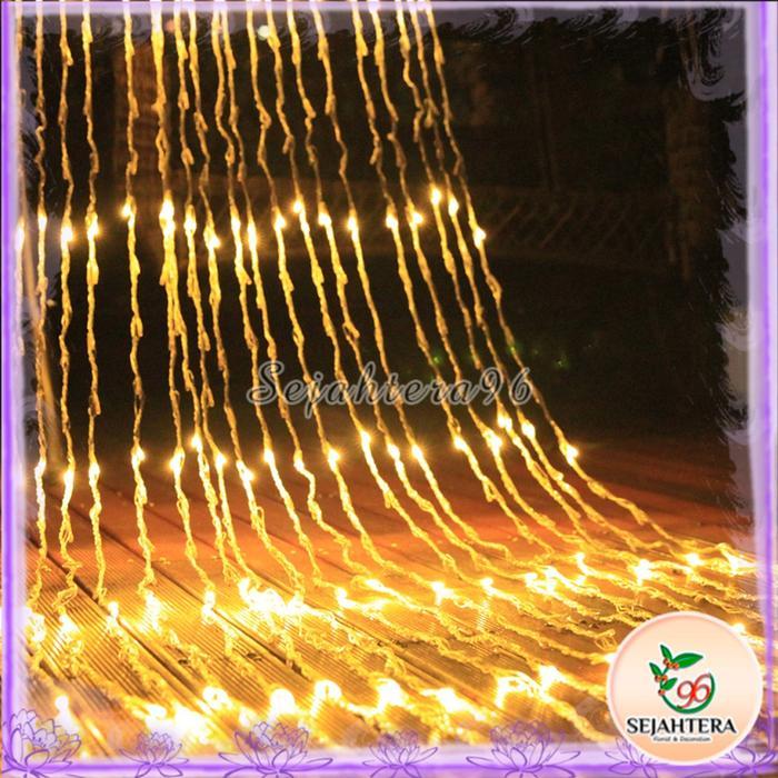 "New" Lampu Air Terjun Waterfall Lighting 3x3 Meter Lampu Tirai Hujan LED