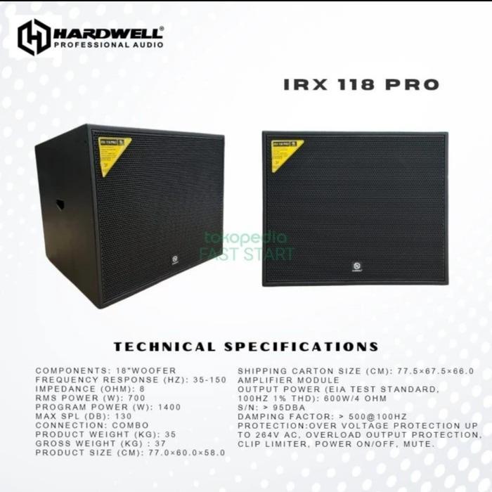 Promo Sale Speaker Subwoofer Hardwell 18 inch  IRX118 Aktif sub woofer Original