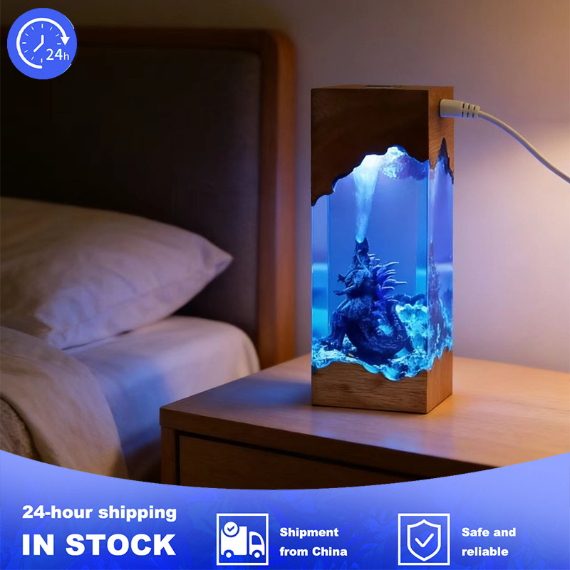 Godzilla Resin Lamp Action Figures Resin Night Light Creative Resin Multicolored Holiday Ornament