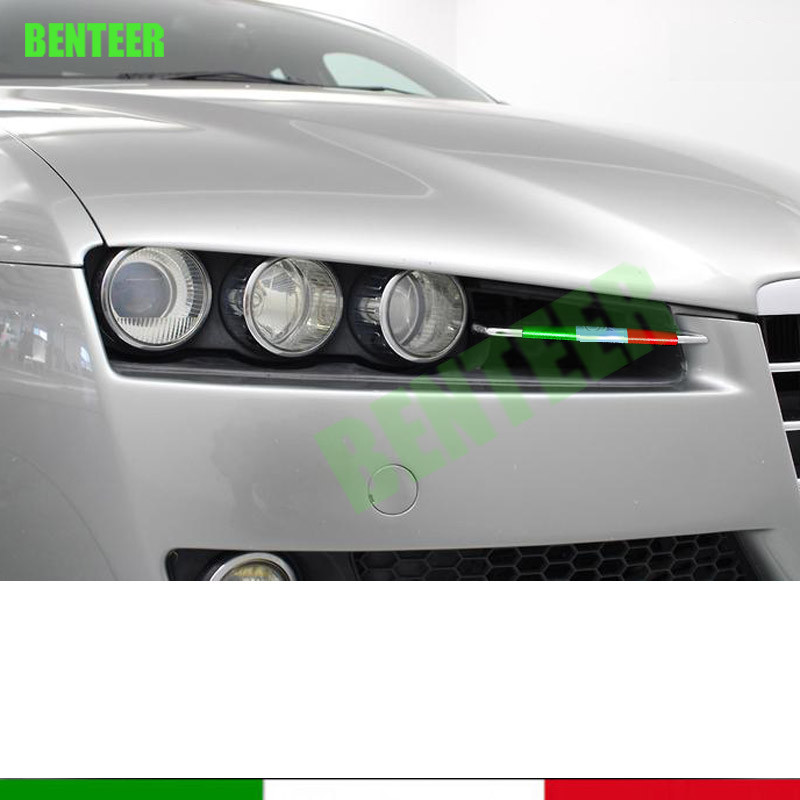 Car Italian Italy Flag Vinyl Grill Sticker Decal Sport Front For Alfa Romeo 159 TI Brera