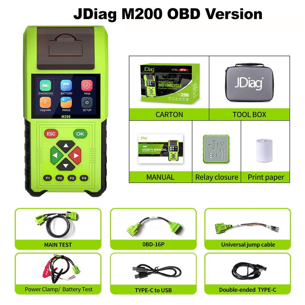 JDiag M200 Motorcycle Diagnostic Scanner Moto Fault Diagnostic Code Reader Moto scan Tool For 8MW Ya