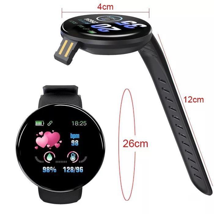 Smartwatch D18 USB Charging Smartwatch Elegan, Fitness Tracker & Notifikasi Real-Time