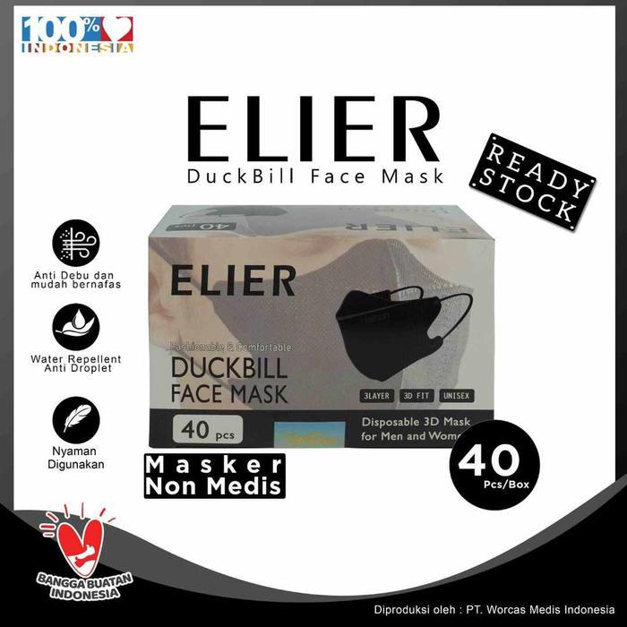 "New" Masker Duckbill ELIER 3Ply isi 40 Pcs
