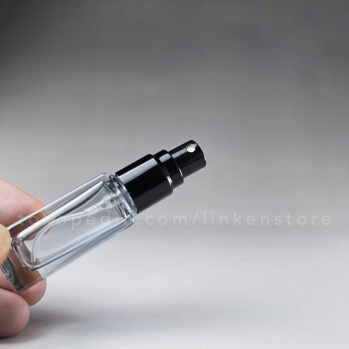 "New" Botol Parfum Spray 15ml Kaca Tebal HITAM TRANSPARAN Kotak Travel Size