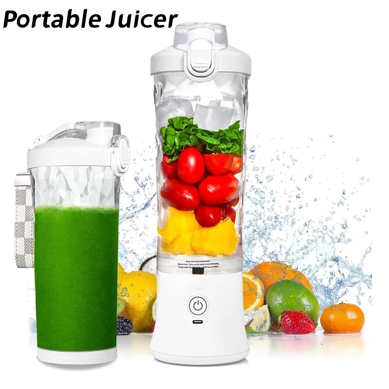 Mesin Pembuat Jus Jeruk Nirkabel 600 Ml 6 Pisau Blender Tahan Air Dapat Diisi Ulang Penghancur Es Bu