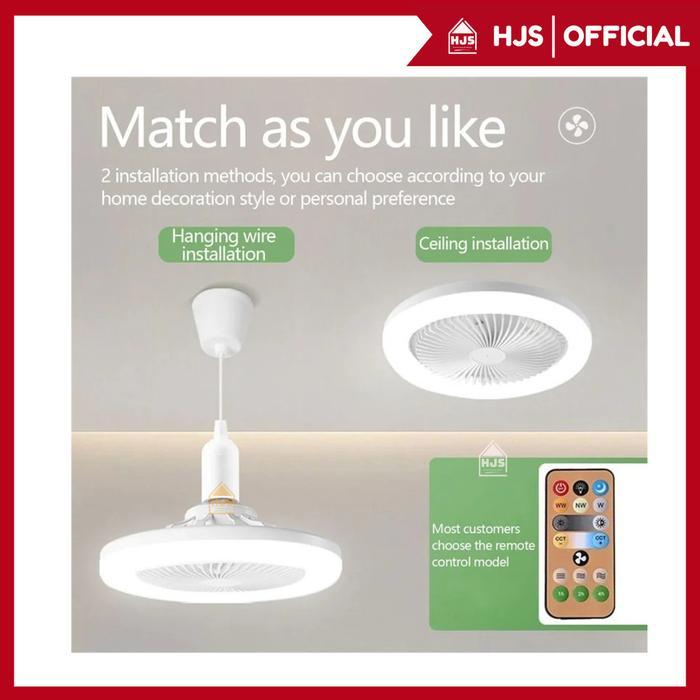"New" [HJS] Lampu kipas Angin AC 50 Watt lampu Plafon Remote control LED lampu Kipas Lampu Remote