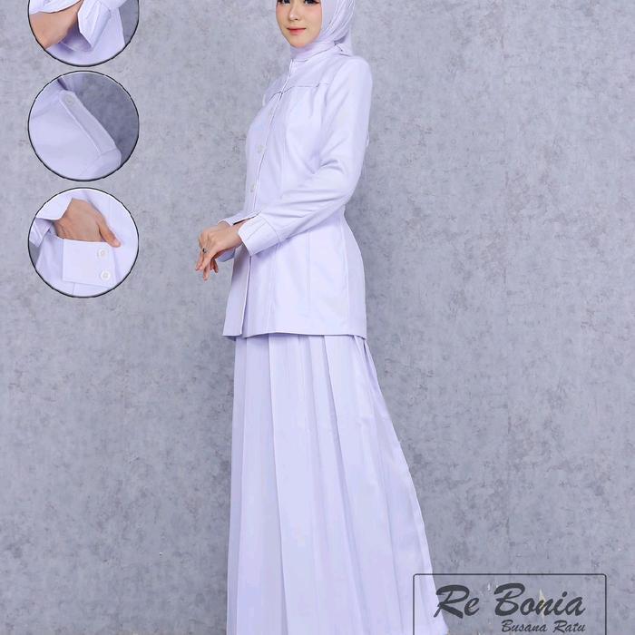 REBONIA SERAGAM PUTIH ROK A/SETELAN PUTIH WANITA ROK A/SERAGAM DINAS ASN/SERAGAM KERJA WANITA PUTIH