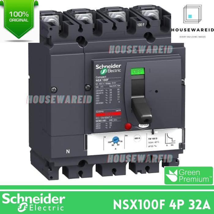 MCCB 4 PHASE 32 AMPERE NSX100F 4P 32A SCHNEIDER LV429645 / MCCB NSX100F 4P 32A 36KA SCHNEIDER