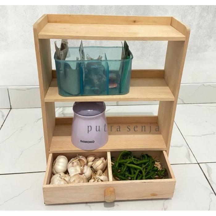 Rak tempat bumbu susun / rak toples botol dapur / rak toples gula teh kopi / rak dapur tingkat