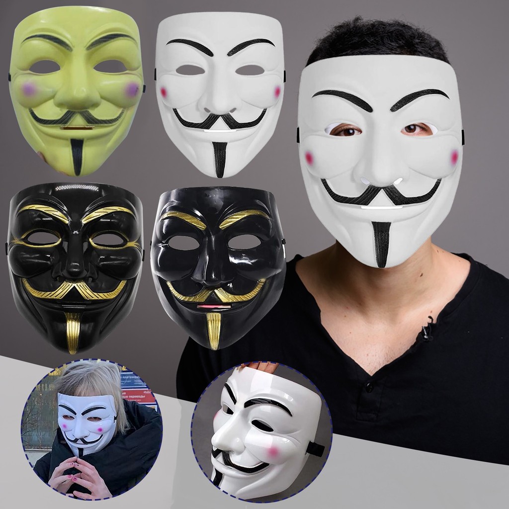 Hackers Mask Black White V For Vendetta Hackers Halloween Carnival Cosplay Party Anime Killer