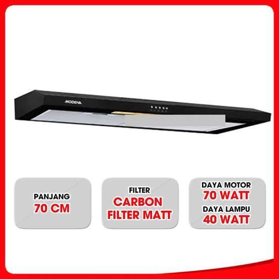 Hot Sale Modena Slim Hood Px 7111 - 70Cm Penyedot Asap Dapur Dengan Filter Carbon Foam & Lampu 40W,