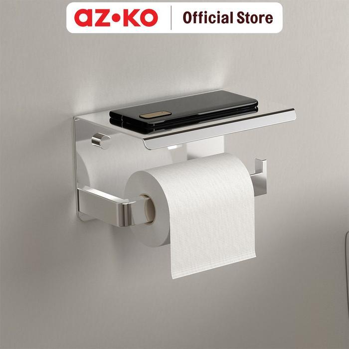 Terlaris Azko Acroz Dispenser Tisu Toilet Dengan Tempat Handphone Classic Chrome Tempat Tissue