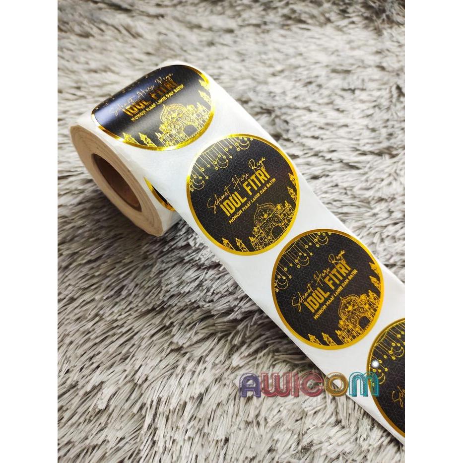 sticker toples kue lebaran / label segel hampers idul fitri gold