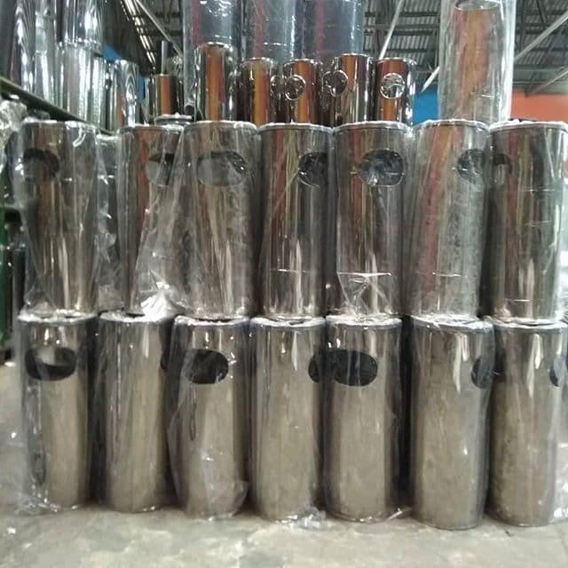 Tempat Sampah Stainless + Asbak Tong Sampah Tempat Sampah Mall