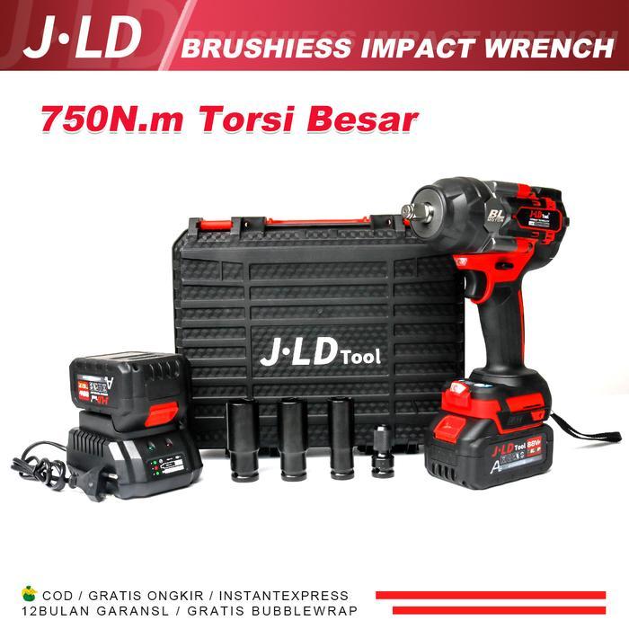 Krisbow Modern - Jld 700N.M Impact Jumbo Torsi Besar Cordless Brushless 88 Baterai Mesin Bor Impact