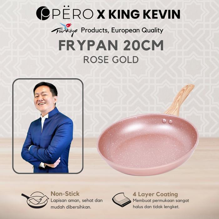 [King Kevin] Pero Frypan 20Cm Nonstick Granite Wooden Handle/ Wajan Tanpa Minyak