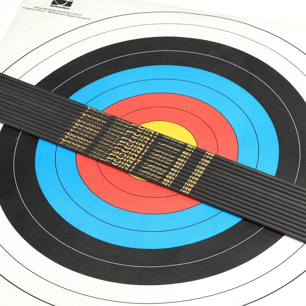 12Pcs Pandarus Icepoint ID3.2mm Gold Logo 40-Ton Carbon Arrow Shaft Spine350-1000 with Accessories