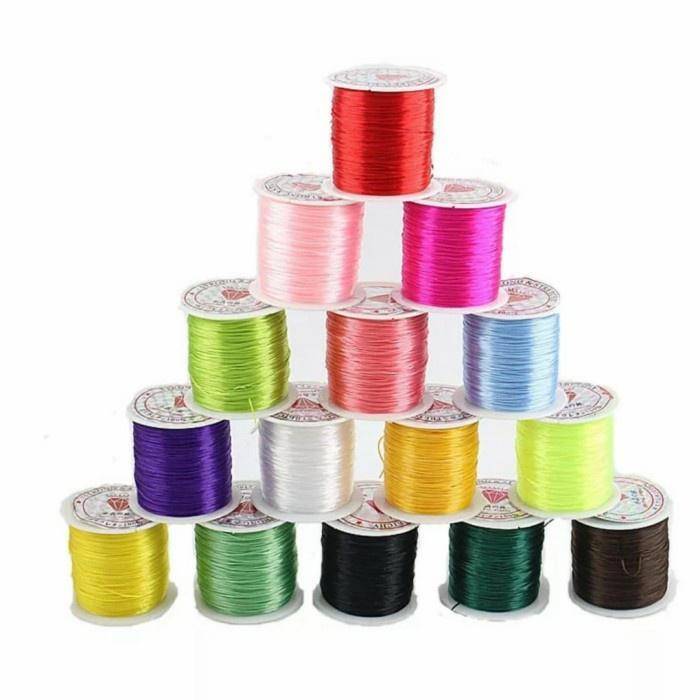 "New" Bahan Gelang Dan Kalung Tali Karet Benang Serat Korea Elastis Bahan Craft Tali kalung Gelang