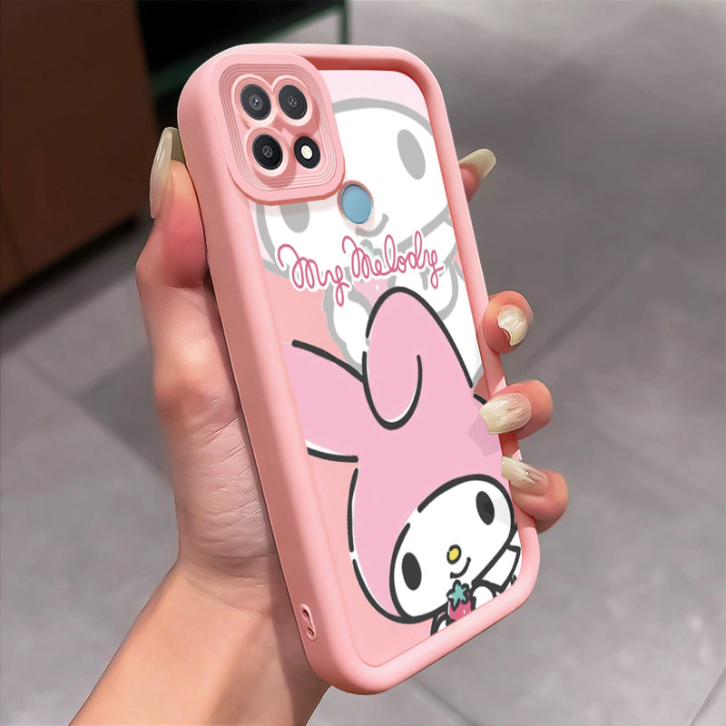 Casing Hp untuk OPPO A15 A15s A35 4G Case Pink Strawberry Rabbit Kasing silikon Cesing keras Tahan l