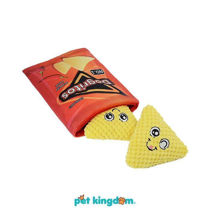 Pet Kingdom Mainan Anjing Hot Chips - Merah Boneka Anjing Gigitan Anjing Kunyah Anjing Mainan