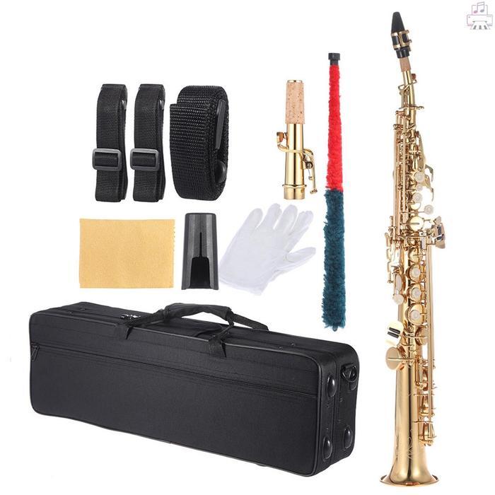 Gadi Kuningan Lurus Soprano Saxophone Bb B Datar Woodwind Instrumen