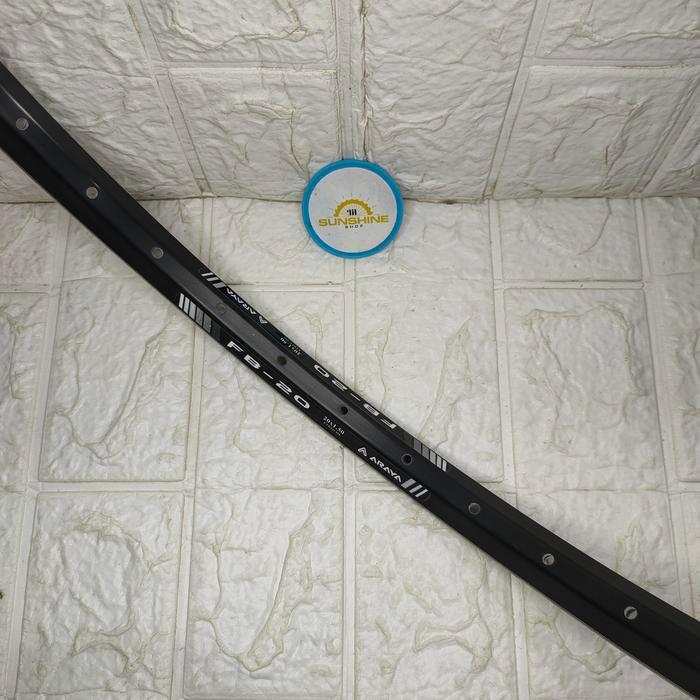 Rims Velg BMX 20 Murni ARAYA FB20 Lubang 36H Rim ETRTO 406 Double Wall ke Line Valve AV Full Black