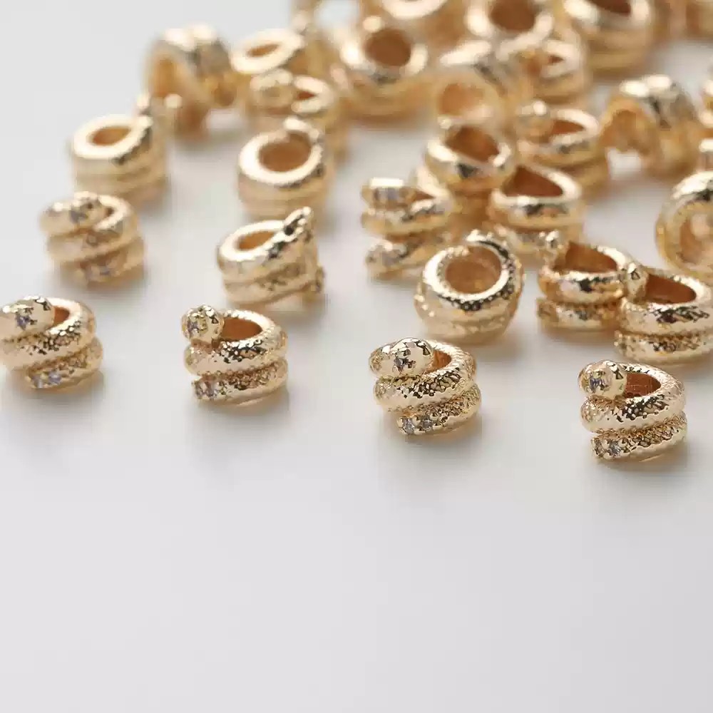 6PCS Dainty Snake Serpentine Design Septal Beads Jewelry Making Bracelet Necklace Supplies DIY Brass