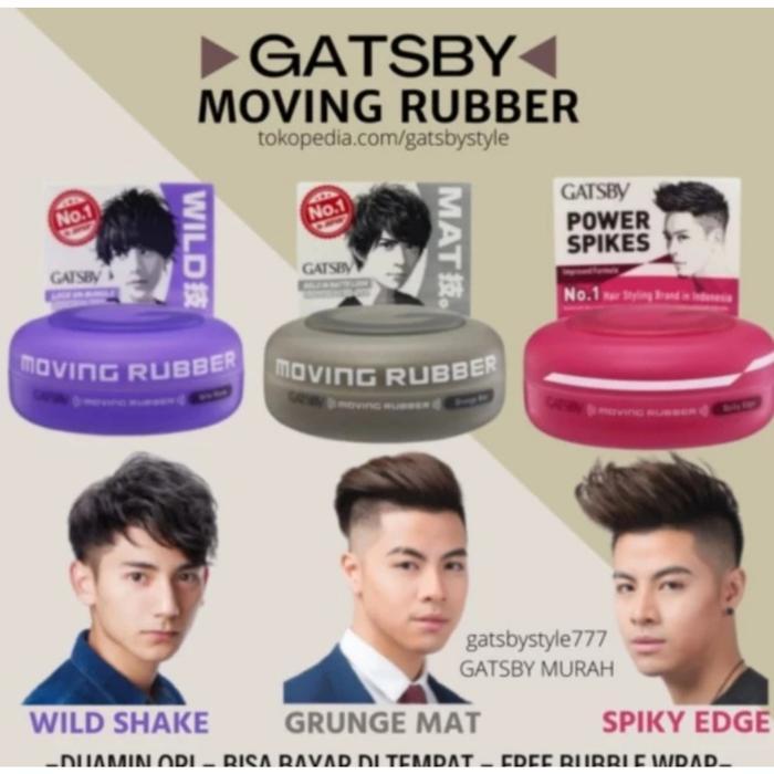 GATSBY MOVING RUBBER 80 GRAM Haircare Produk Jepang Berkualitas Spiky Edge PINK Wild Shake UNGU