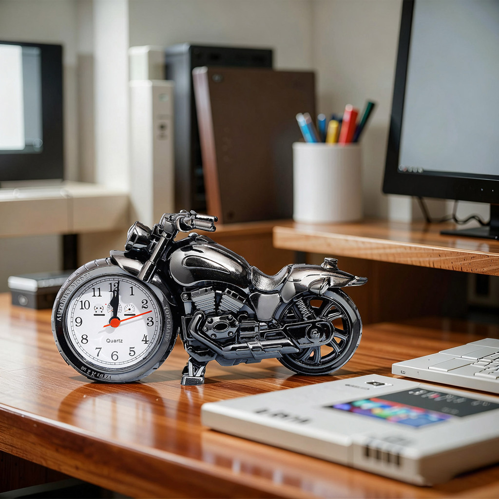 Creative Clock Motorcycle Clock Living Room Clock Funny Alarm Clock Portable Desk Clock Creative