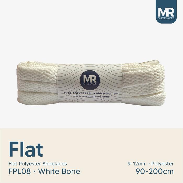 ORIGINAL MR Shoelaces FPL08 White Bone (Putih TUlang) 1cm Tali Sepatu Pipih Flat 80cm 90cm 100cm