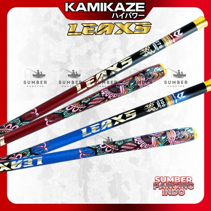 KAMIKAZE Joran Pancing Tegek LEAX 180cm - 450cm Hi-Carbon Blank Compact Size Kuat dan Ringan Joran