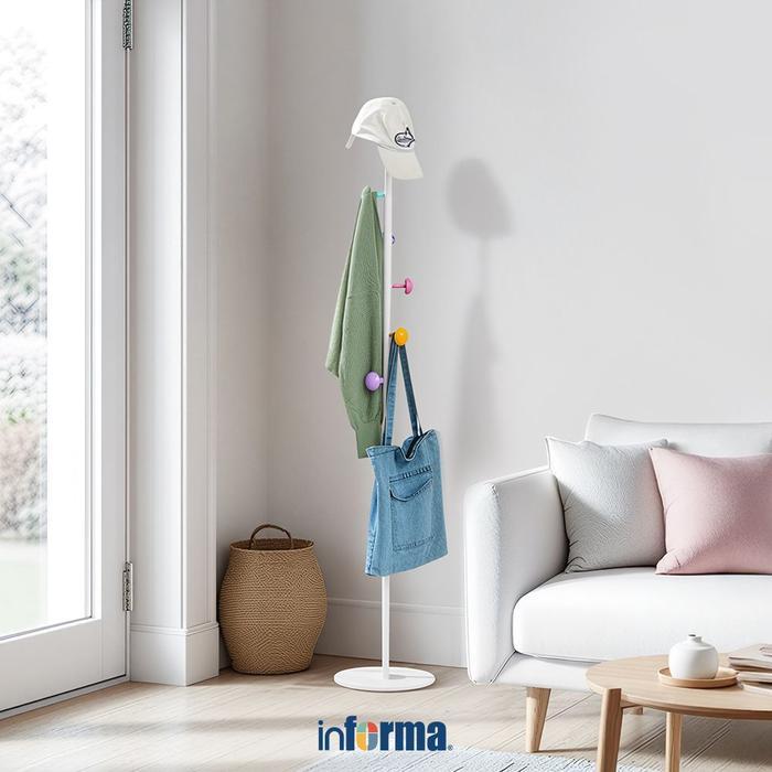 Informa Gantungan Pakaian Mushroom - Putih Gantungan Topi Gantungan Tas Tiang Standing Hanger Tempat
