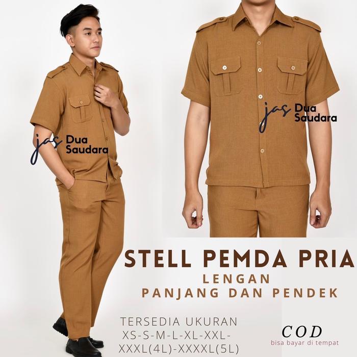 Stell pemda pria / stell pdh pria / stell pemda cokla khaki pria / baju pemda pria / stelan pemda