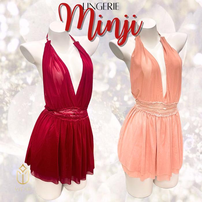 LINGERIE MINJI MINI DRESS MERAH HITAM PINK PUTIH baju dinas malam